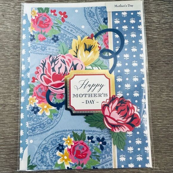Anna Griffin Blue Floral Mother’s Day Premium Greeting Card - Picture 1 of 2